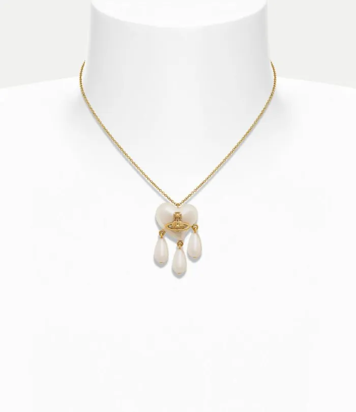 Necklaces Women Vivienne Westwood Sheryl Pendant Necklace In GoldCreamrosePearl