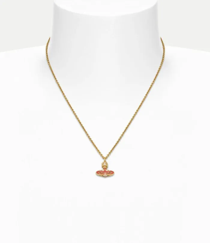 Necklaces Women Vivienne Westwood Simonetta Bas Relief Pendant Necklace In GoldCreamrosePearlDarkPinkEnamel