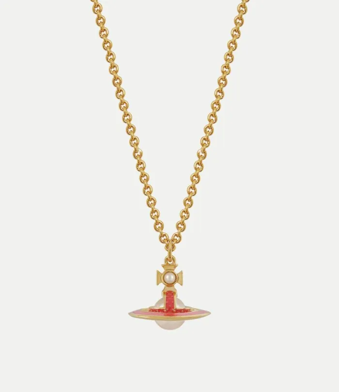 Necklaces Women Vivienne Westwood Simonetta Pendant Necklace In GoldCreamrosePearlDarkPinkEnamel Necklaces Women Vivienne Westwood Simonetta Pendant Necklace In GoldCreamrosePearlDarkPinkEnamel