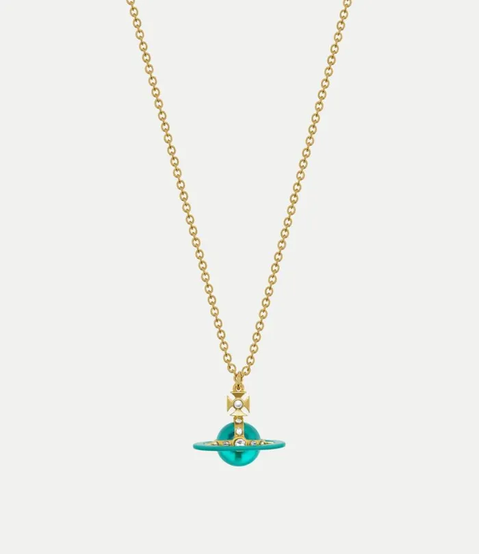 Necklaces Women Vivienne Westwood Tiny Original Orb Pendant Necklace In GoldGreenEnamelLightMintCzJonquilWhite Necklaces Women Vivienne Westwood Tiny Original Orb Pendant Necklace In GoldGreenEnamelLightMintCzJonquilWhite