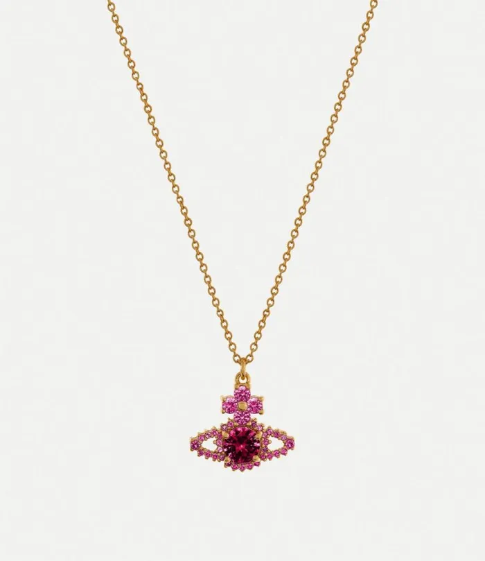 Necklaces Women Vivienne Westwood Valentina Orb Pendant Necklace In GoldFuchsiaRubyCz Necklaces Women Vivienne Westwood Valentina Orb Pendant Necklace In GoldFuchsiaRubyCz