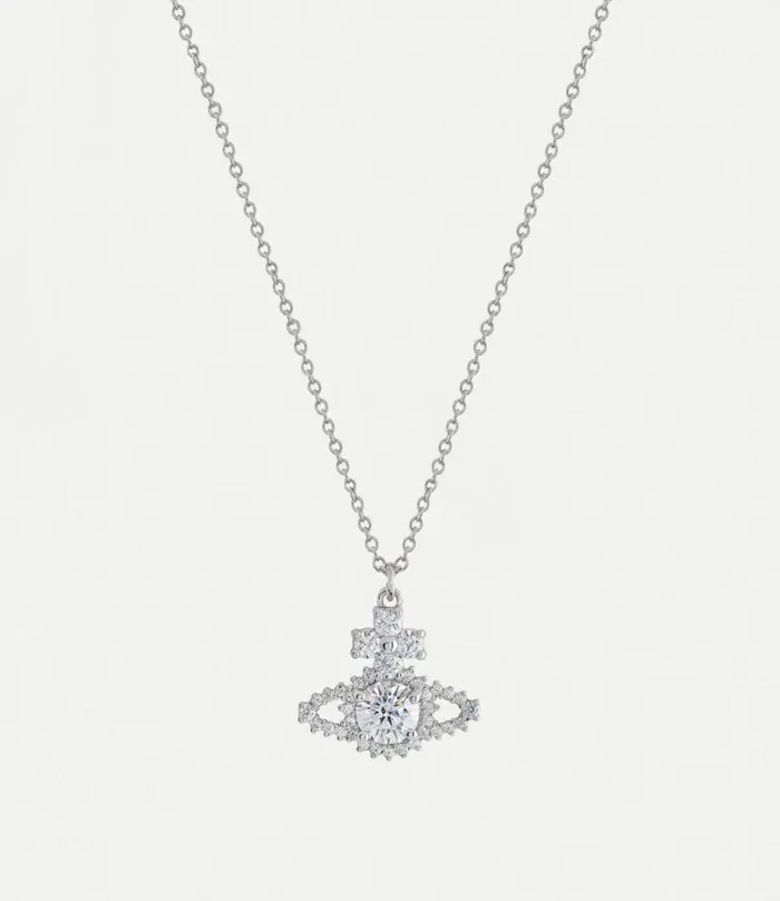 Necklaces Women Vivienne Westwood Valentina Orb Pendant Necklace In PlatinumWhiteCz Necklaces Women Vivienne Westwood Valentina Orb Pendant Necklace In PlatinumWhiteCz