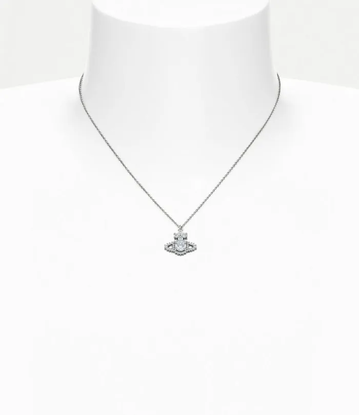 Necklaces Women Vivienne Westwood Valentina Orb Pendant Necklace In PlatinumWhiteCz