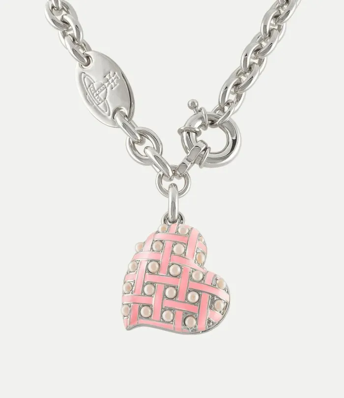 Necklaces Women Vivienne Westwood Valentine039s Heart Locket Necklace In PlatinumCreamrosePearlPinkEnamel Necklaces Women Vivienne Westwood Valentine039s Heart Locket Necklace In PlatinumCreamrosePearlPinkEnamel