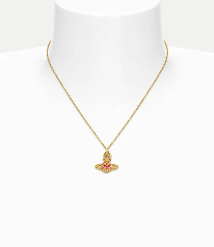 Necklaces Women Vivienne Westwood Willa Bas Relief Pendant Necklace In GoldLightRoseRoseFuchsiaCrystal