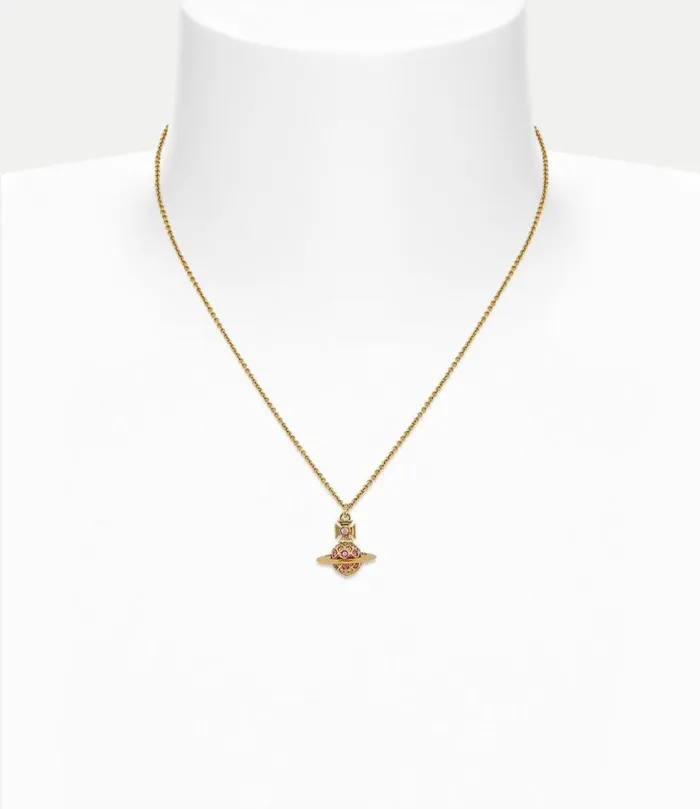 Necklaces Women Vivienne Westwood Willa Small Pendant Necklace In GoldLightRoseRoseFuchsiaCrystal
