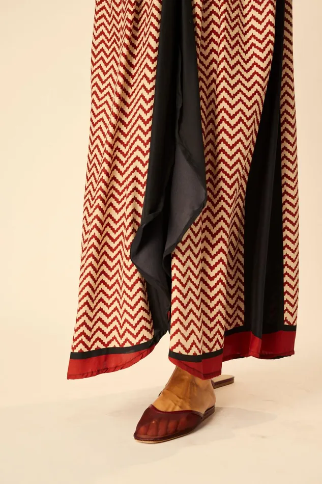 Nico LS Maxi With Sash Block Zigzag Noire Women Natalie Martin Dresses