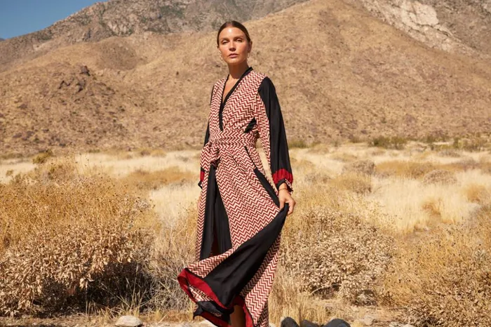 Nico LS Maxi With Sash Block Zigzag Noire Women Natalie Martin Dresses