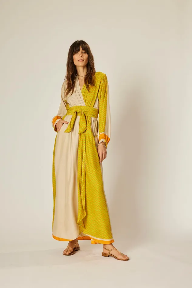 Nico LS Maxi With Sash Block Zigzag Tangerine Women Natalie Martin Dresses