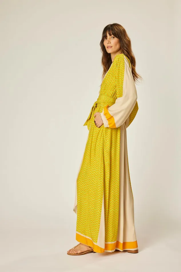 Nico LS Maxi With Sash Block Zigzag Tangerine Women Natalie Martin Dresses