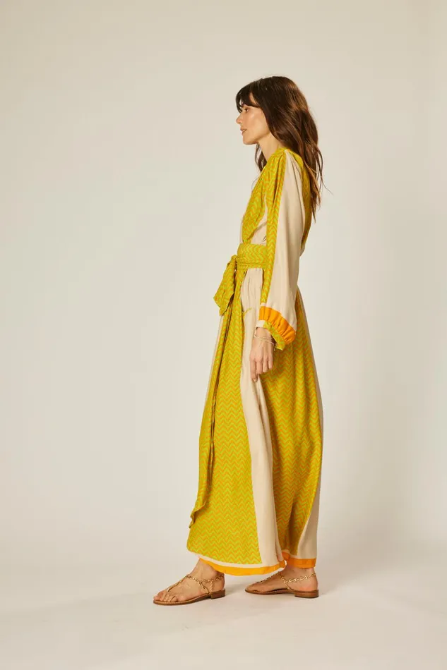 Nico LS Maxi With Sash Block Zigzag Tangerine Women Natalie Martin Dresses