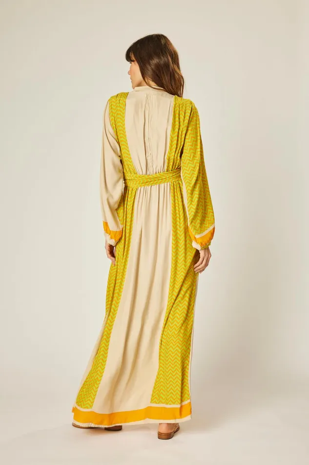 Nico LS Maxi With Sash Block Zigzag Tangerine Women Natalie Martin Dresses