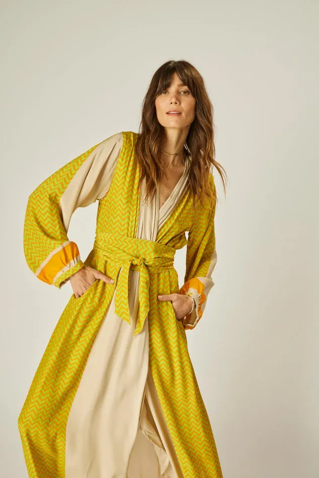 Nico LS Maxi With Sash Block Zigzag Tangerine Women Natalie Martin Dresses