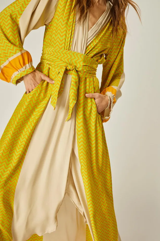 Nico LS Maxi With Sash Block Zigzag Tangerine Women Natalie Martin Dresses
