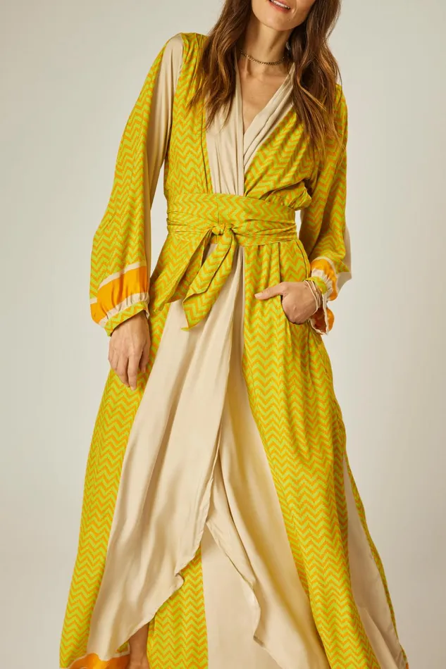 Nico LS Maxi With Sash Block Zigzag Tangerine Women Natalie Martin Dresses