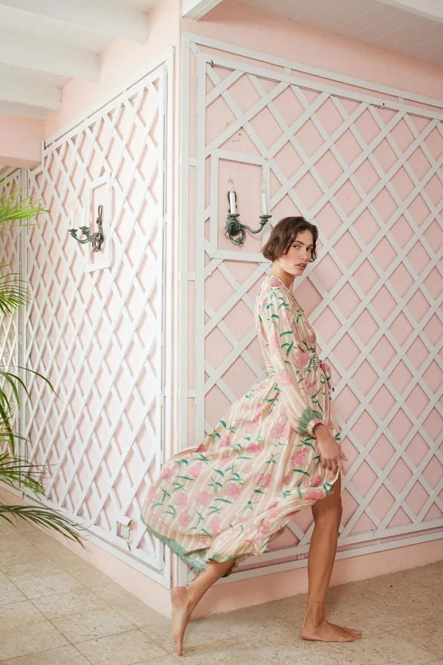 Nico LS Maxi With Sash Chamomile Rose Women Natalie Martin Dresses