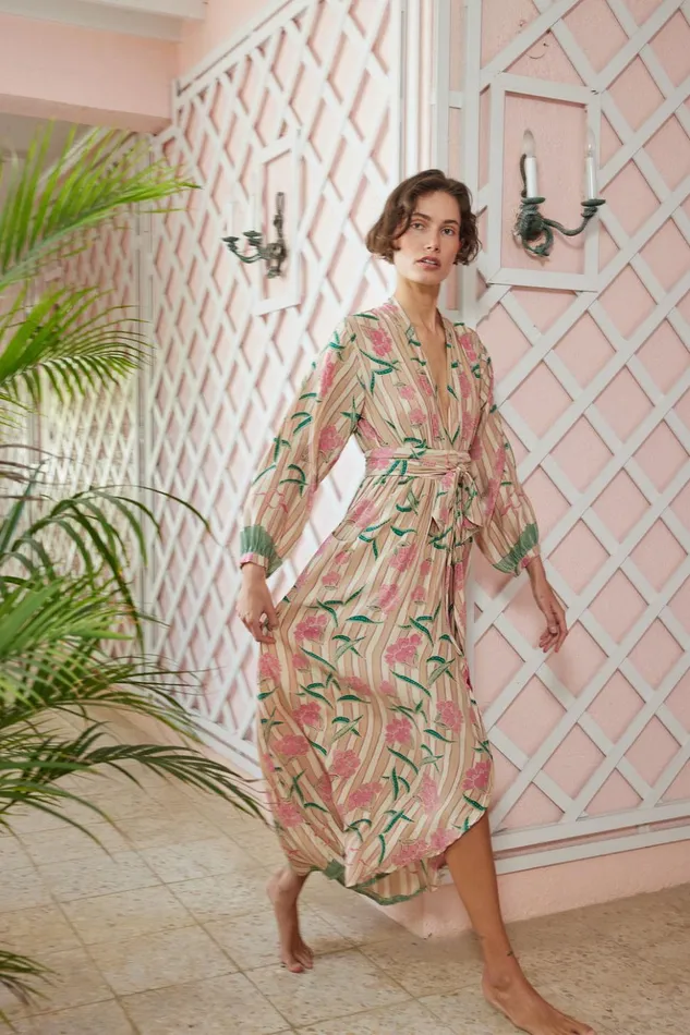 Nico LS Maxi With Sash Chamomile Rose Women Natalie Martin Dresses