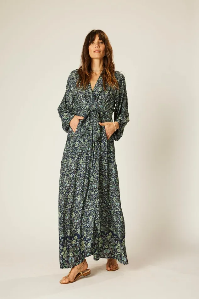 Nico LS Maxi With Sash Petite Fleur Marine Women Natalie Martin Dresses
