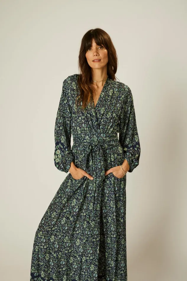 Nico LS Maxi With Sash Petite Fleur Marine Women Natalie Martin Dresses