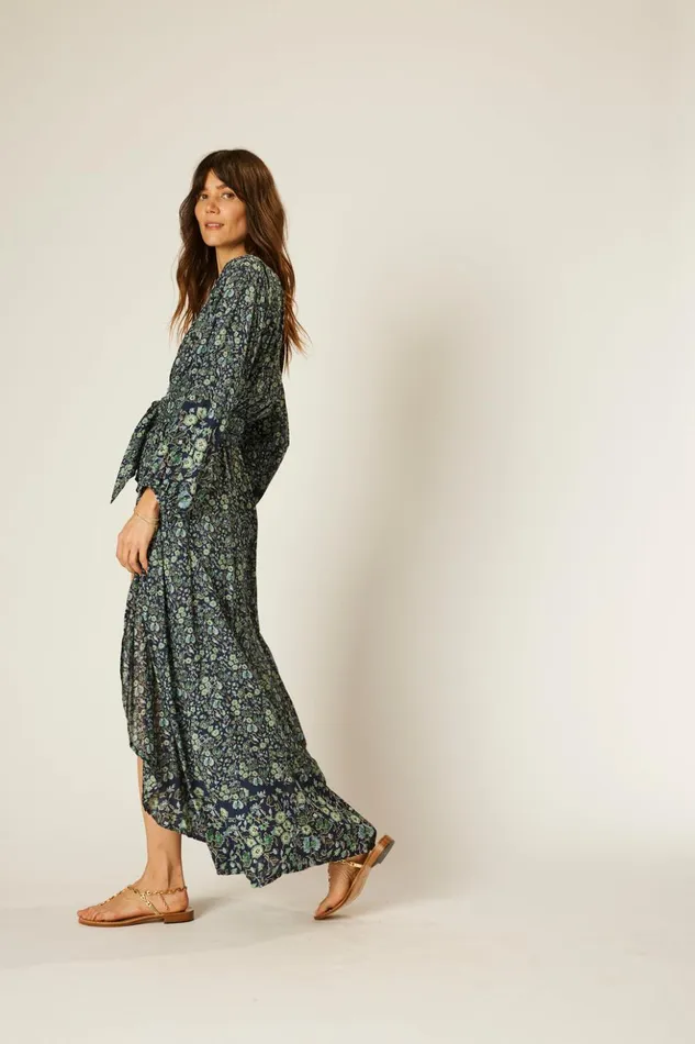 Nico LS Maxi With Sash Petite Fleur Marine Women Natalie Martin Dresses