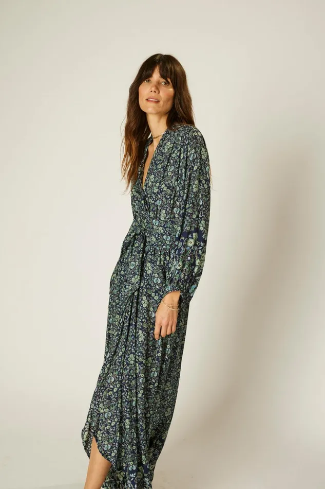Nico LS Maxi With Sash Petite Fleur Marine Women Natalie Martin Dresses
