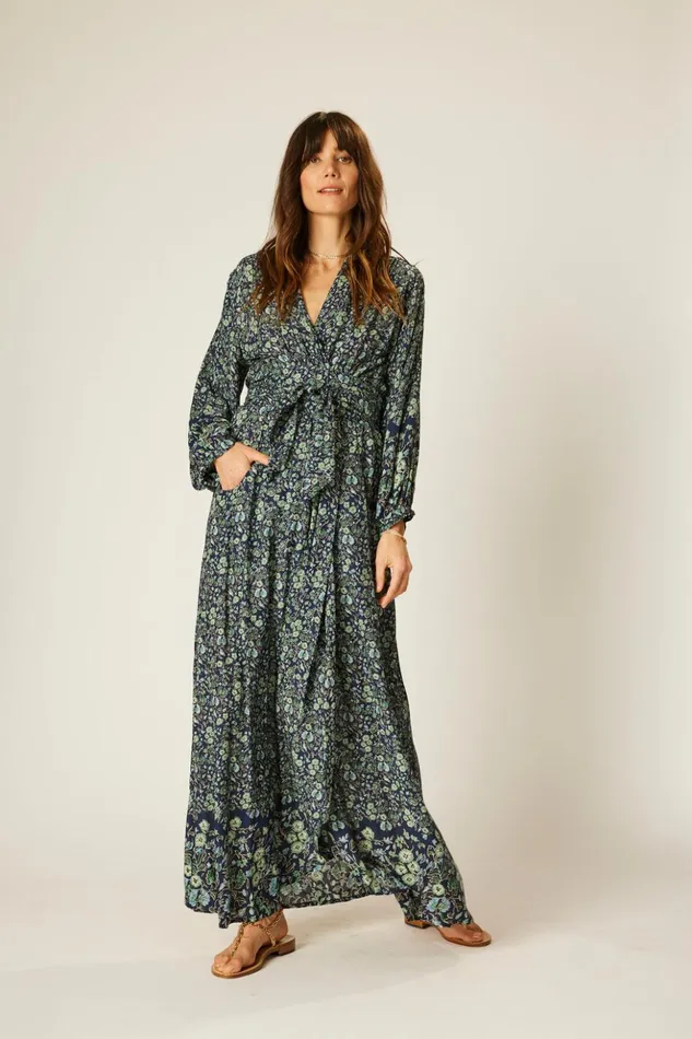 Nico LS Maxi With Sash Petite Fleur Marine Women Natalie Martin Dresses