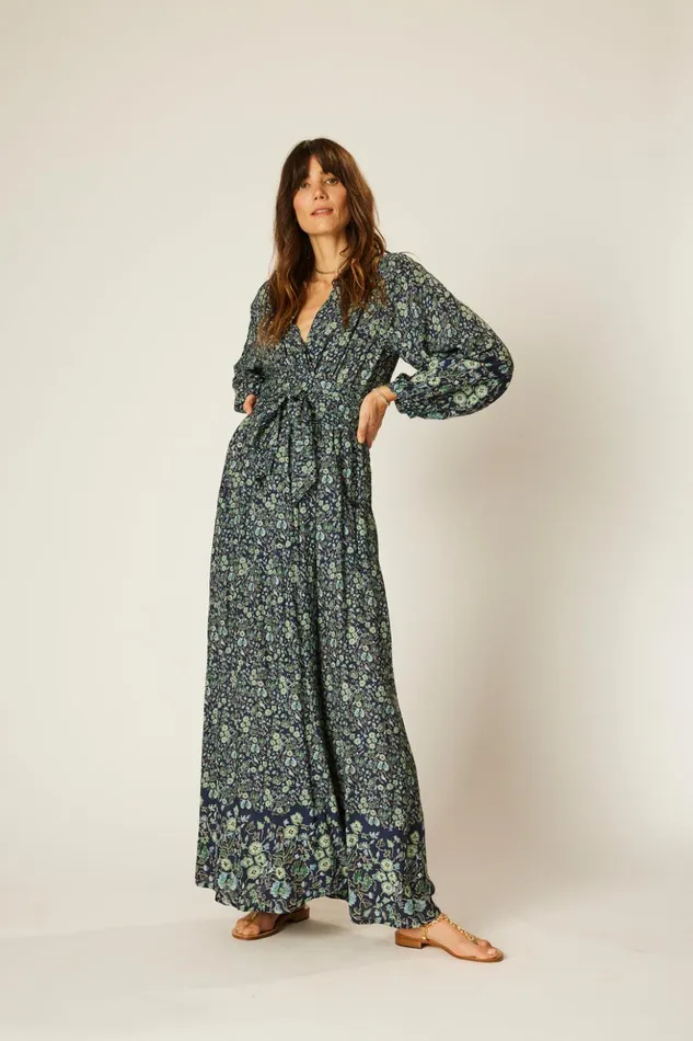 Nico LS Maxi With Sash Petite Fleur Marine Women Natalie Martin Dresses