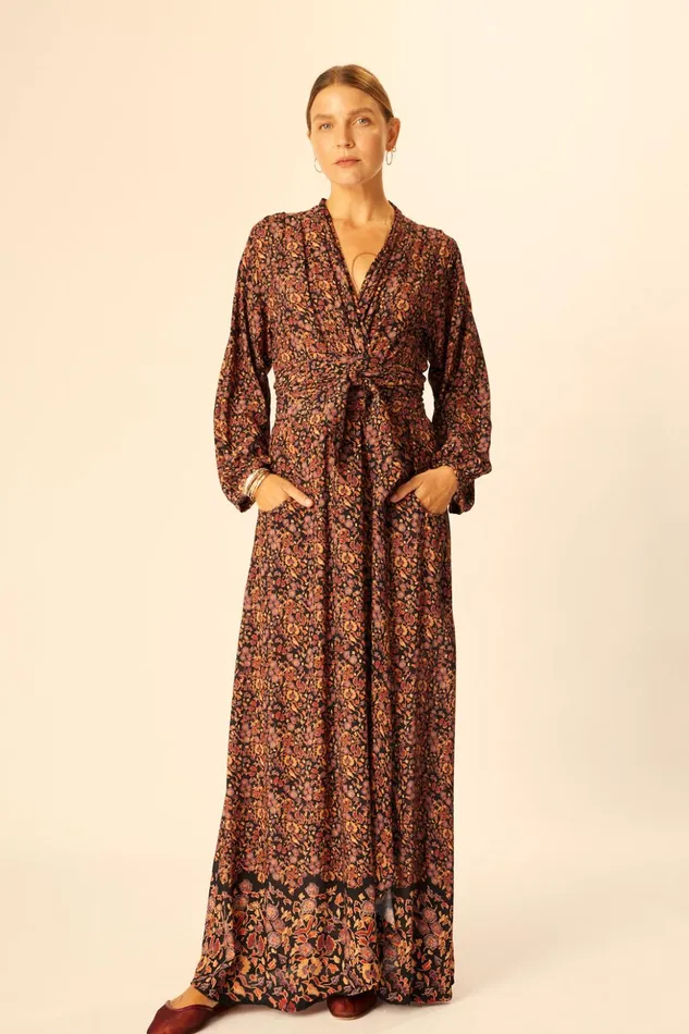Nico LS Maxi With Sash Petite Fleur Noire Women Natalie Martin Dresses