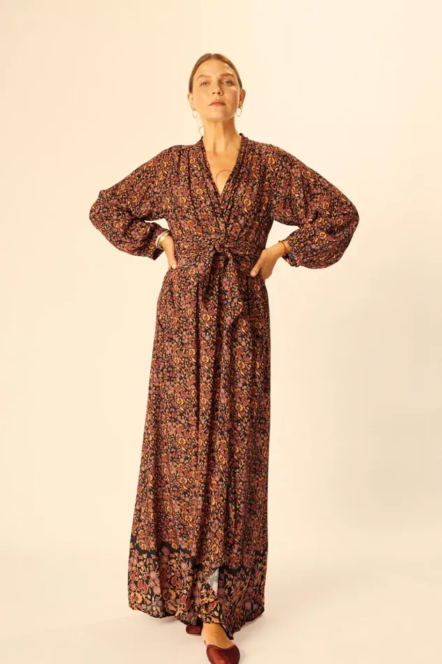 Nico LS Maxi With Sash Petite Fleur Noire Women Natalie Martin Dresses