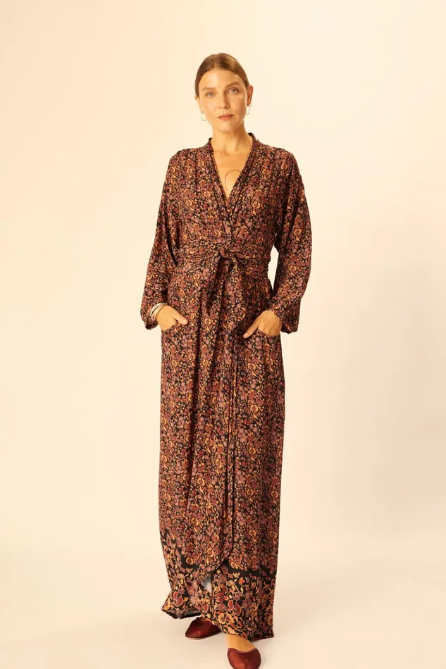 Nico LS Maxi With Sash Petite Fleur Noire Women Natalie Martin Dresses