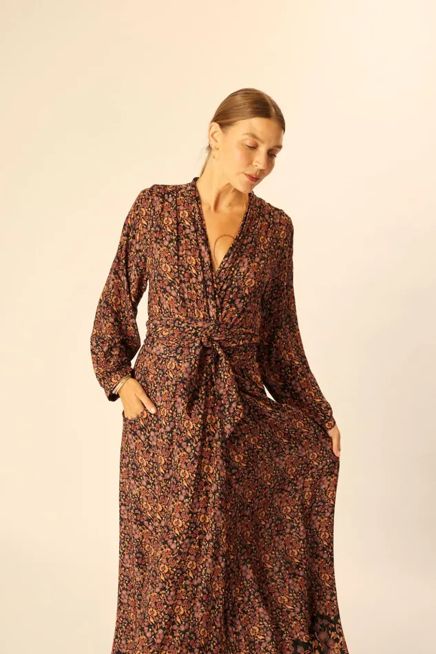 Nico LS Maxi With Sash Petite Fleur Noire Women Natalie Martin Dresses