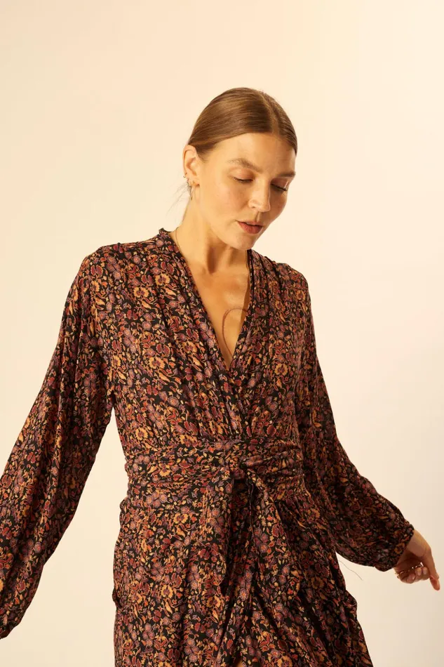 Nico LS Maxi With Sash Petite Fleur Noire Women Natalie Martin Dresses