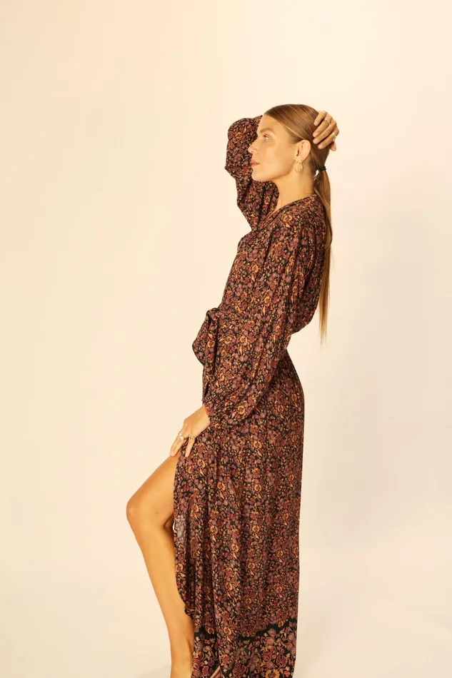 Nico LS Maxi With Sash Petite Fleur Noire Women Natalie Martin Dresses