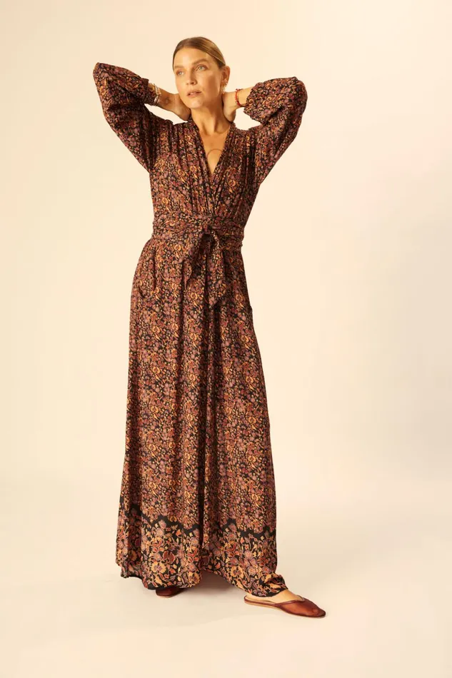 Nico LS Maxi With Sash Petite Fleur Noire Women Natalie Martin Dresses