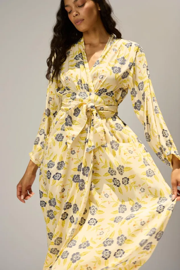 Nico LS Maxi With Sash Prairie Indigo Women Natalie Martin Dresses