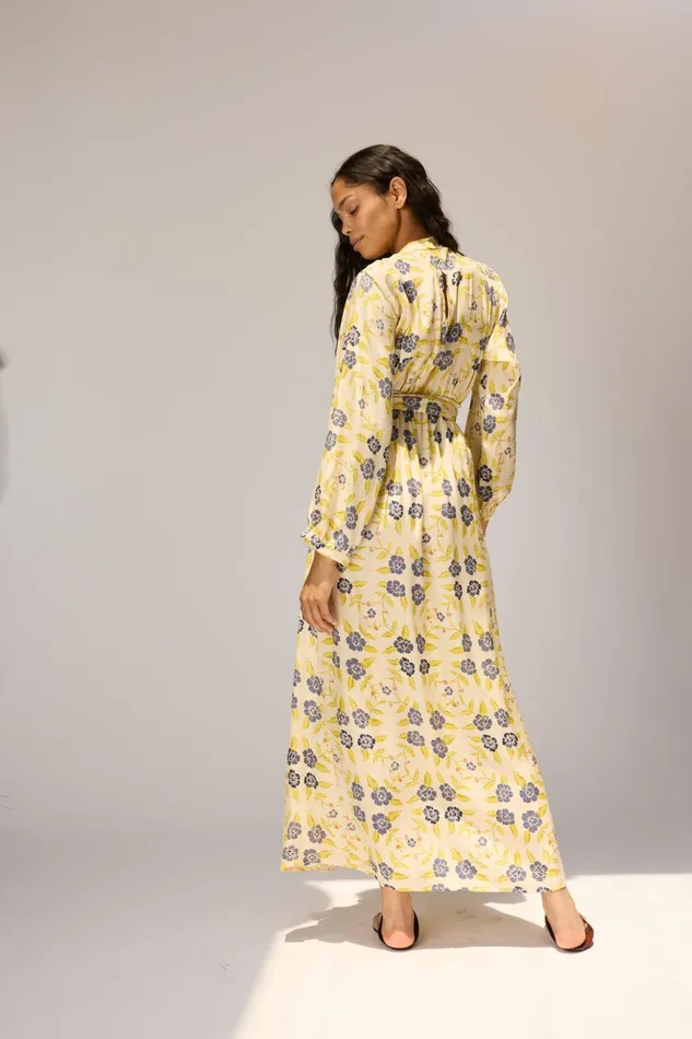 Nico LS Maxi With Sash Prairie Indigo Women Natalie Martin Dresses