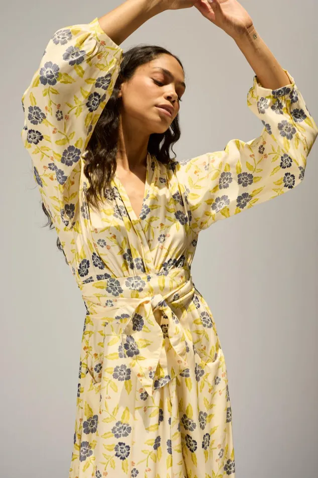 Nico LS Maxi With Sash Prairie Indigo Women Natalie Martin Dresses