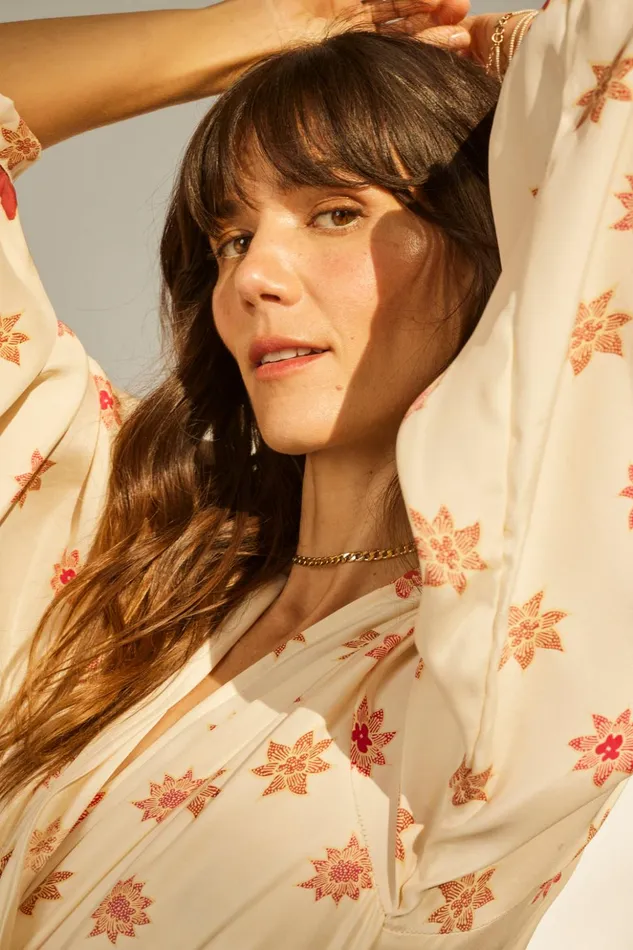 Nico LS Maxi With Sash Starflower Cream Women Natalie Martin Dresses