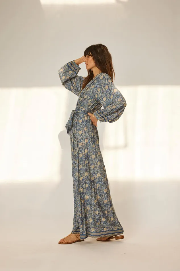 Nico LS Maxi With Sash Water Lily Blue Women Natalie Martin Dresses