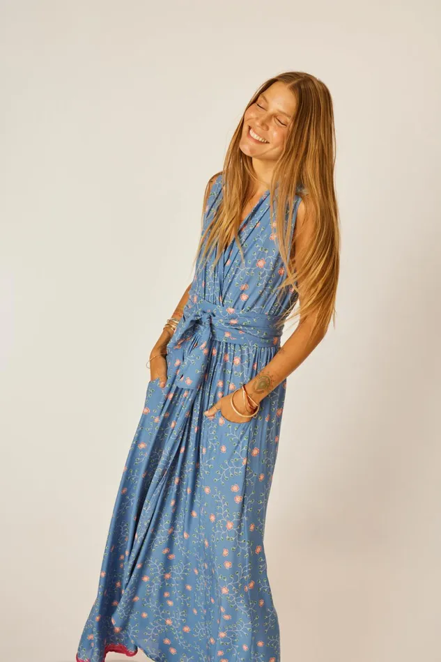Nico Sleeveless Dress Pinwheel Denim Women Natalie Martin Dresses