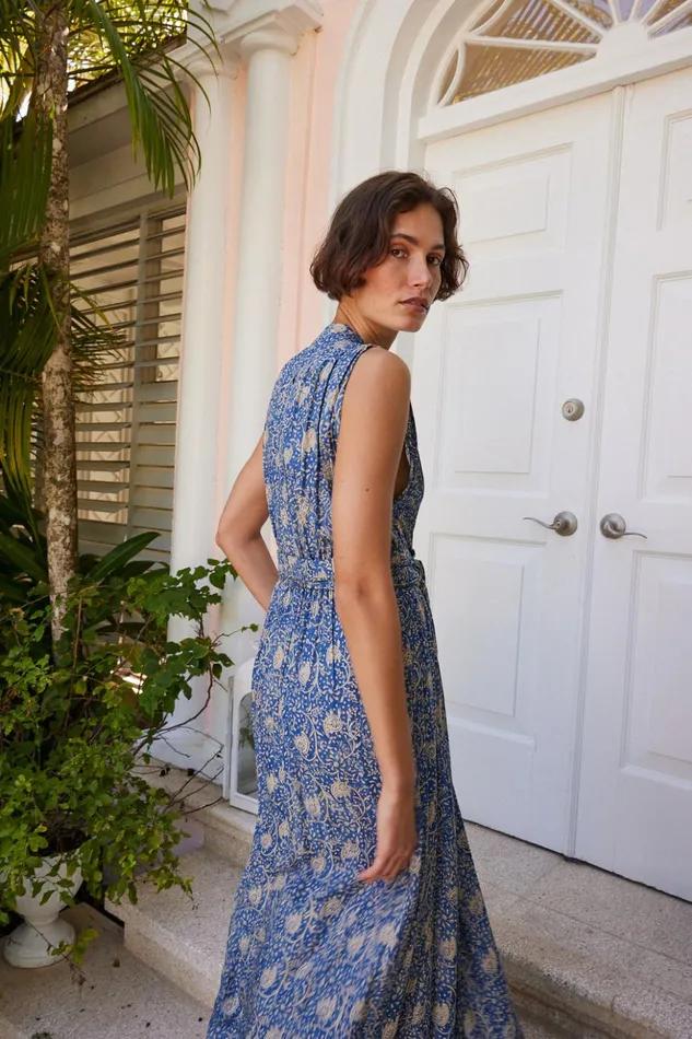 Nico Sleeveless Dress Water Lily Blue Women Natalie Martin Dresses