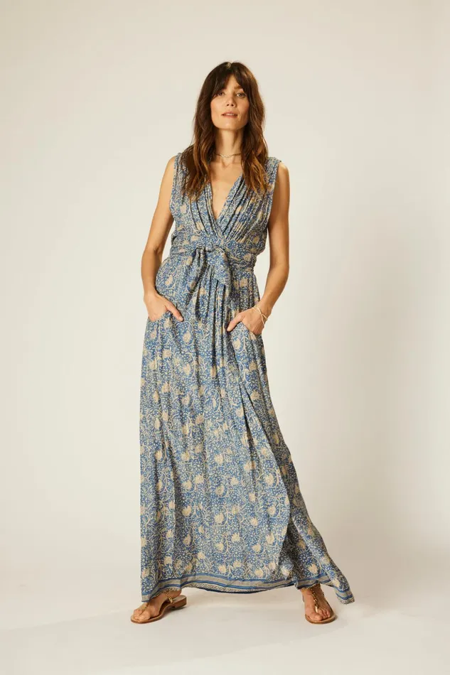 Nico Sleeveless Dress Water Lily Blue Women Natalie Martin Dresses