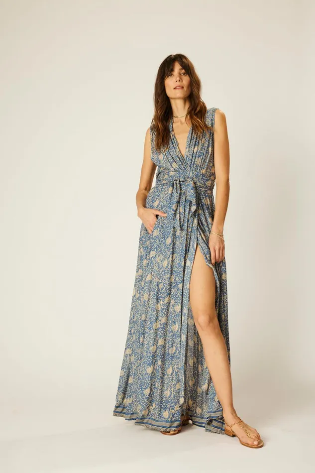 Nico Sleeveless Dress Water Lily Blue Women Natalie Martin Dresses