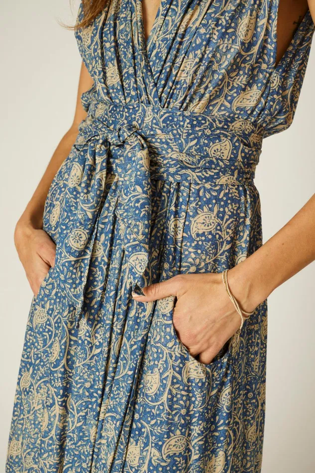 Nico Sleeveless Dress Water Lily Blue Women Natalie Martin Dresses