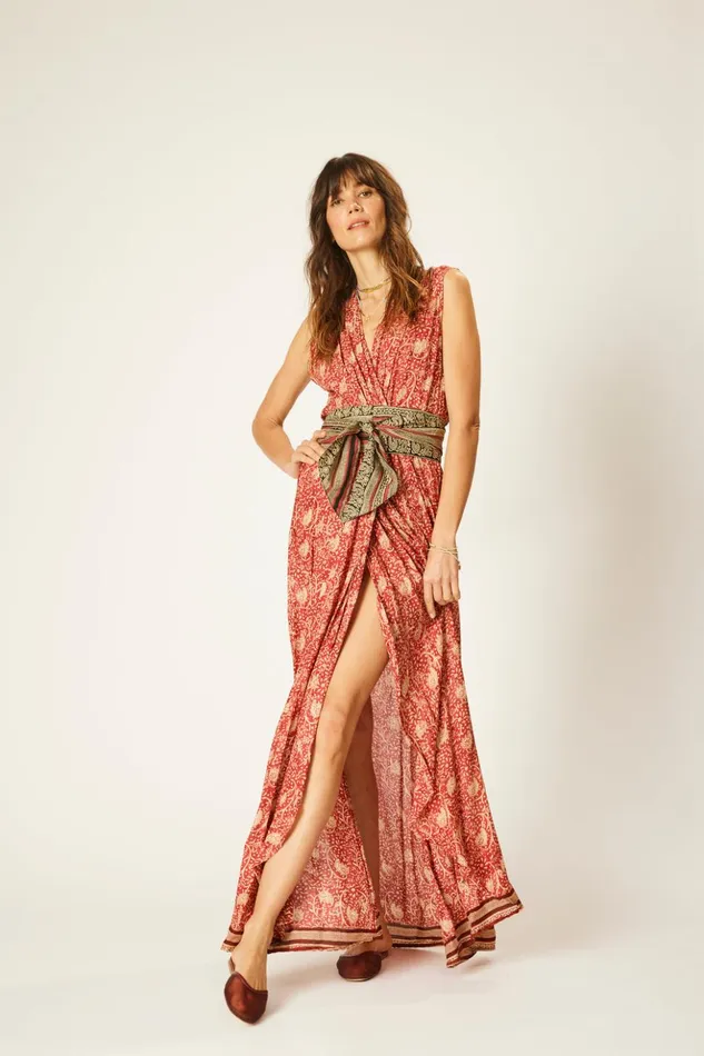 Nico Sleeveless Dress Water Lily Terracotta Women Natalie Martin Dresses