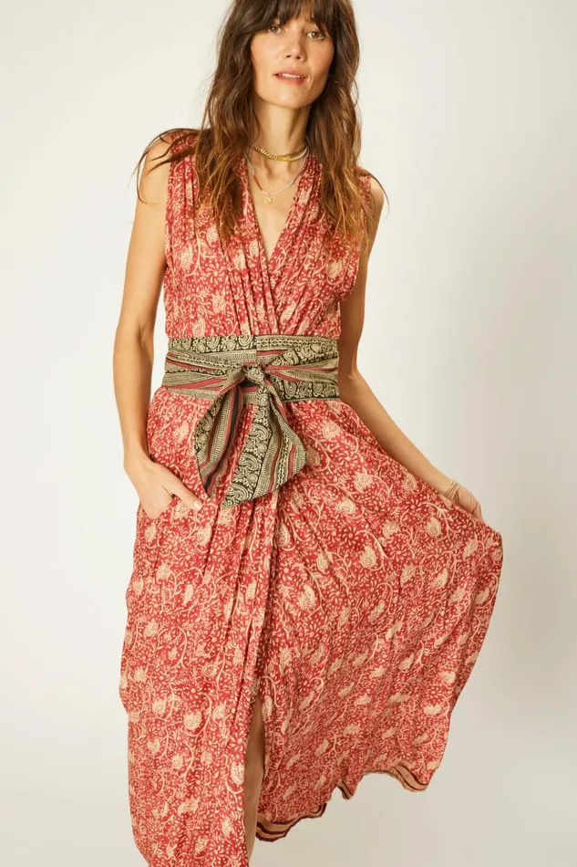 Nico Sleeveless Dress Water Lily Terracotta Women Natalie Martin Dresses