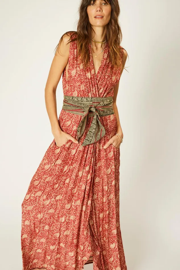 Nico Sleeveless Dress Water Lily Terracotta Women Natalie Martin Dresses