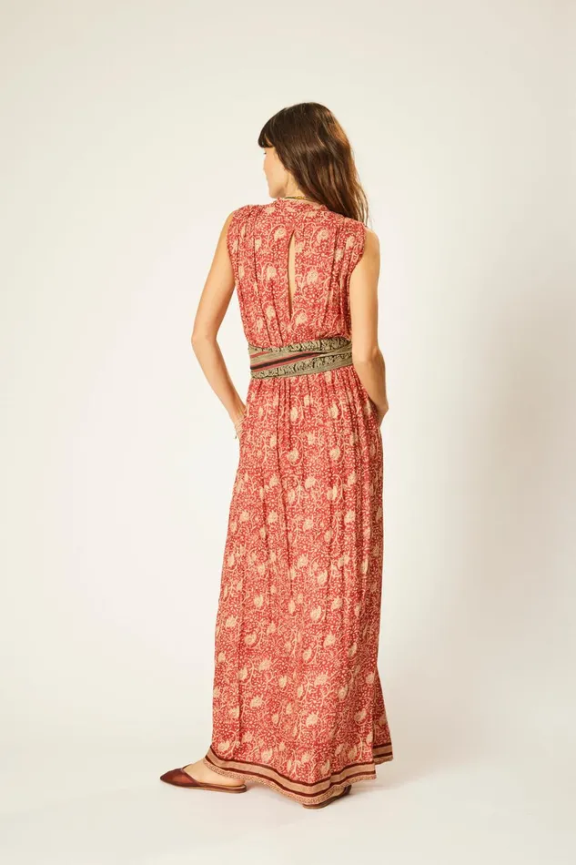Nico Sleeveless Dress Water Lily Terracotta Women Natalie Martin Dresses
