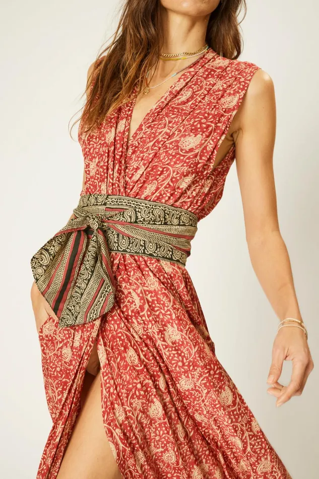 Nico Sleeveless Dress Water Lily Terracotta Women Natalie Martin Dresses