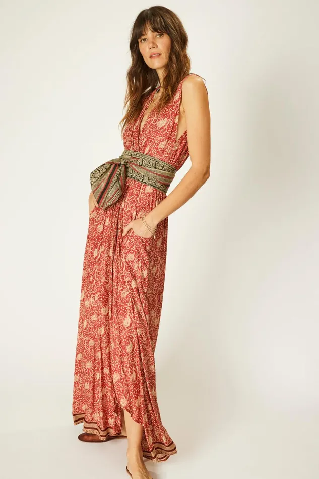 Nico Sleeveless Dress Water Lily Terracotta Women Natalie Martin Dresses